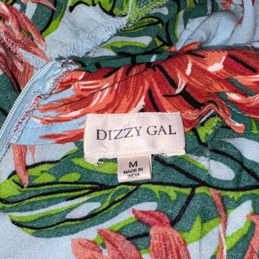 Dizzy Gal Light Blue Tropical Floral Mini Skirt w/ Cinched Side - Picture 2 of 5